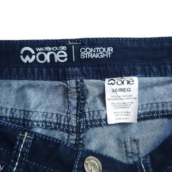 Warehouse One Dark Wash Denim Jeans Embroidery High Rise Straight  Leg 36 Reg - Picture 8 of 8